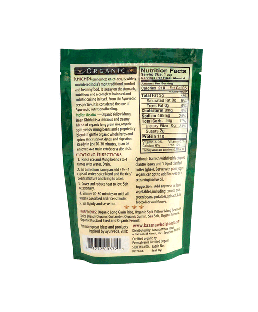 Organic Indian Risotto Khichadi is simple to make and a complete meal in one kit.