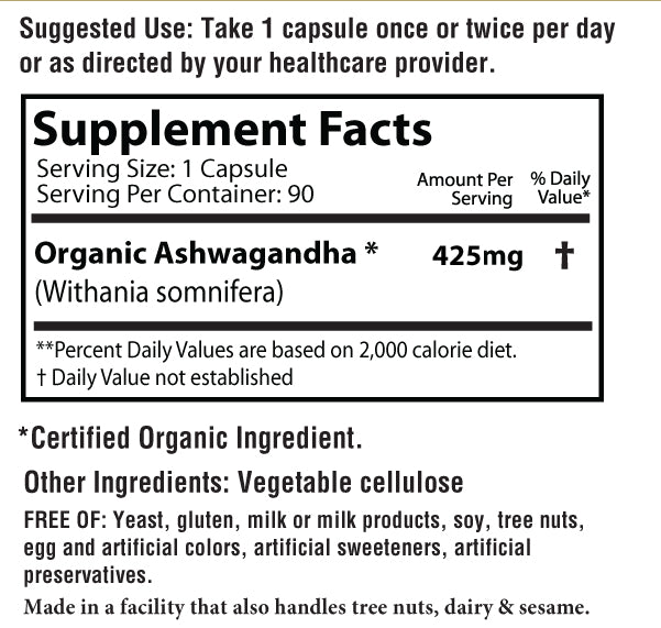 Herbal Supplement - Ashwagandha 425mg