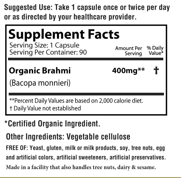 Herbal Supplement - Brahmi Bacopa 400mg