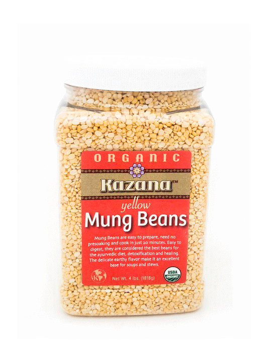 Bulk Organic Split Yellow Mung Dahl, Beans 4lb Jar