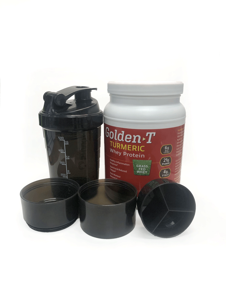 Golden T Whey Protein available in Chocolate or Vanilla flavors made with Organic Ingredients and Grass Fed Whey Protein.