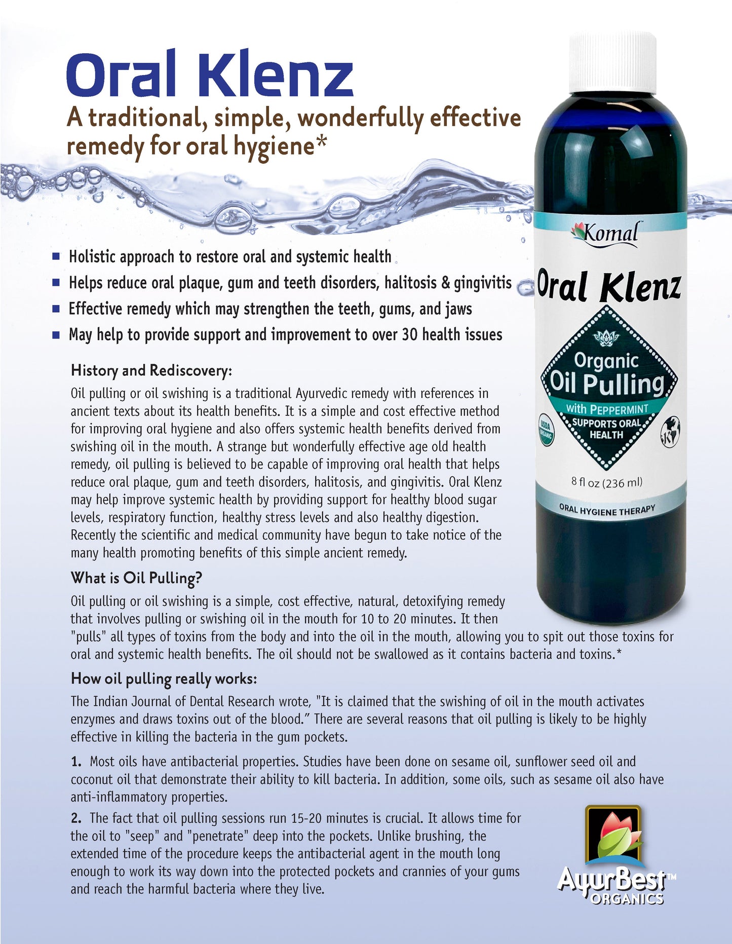 Wholesale Personal Care - Organic Oral Klenz Oil Pulling - Clove 8oz (236ml)