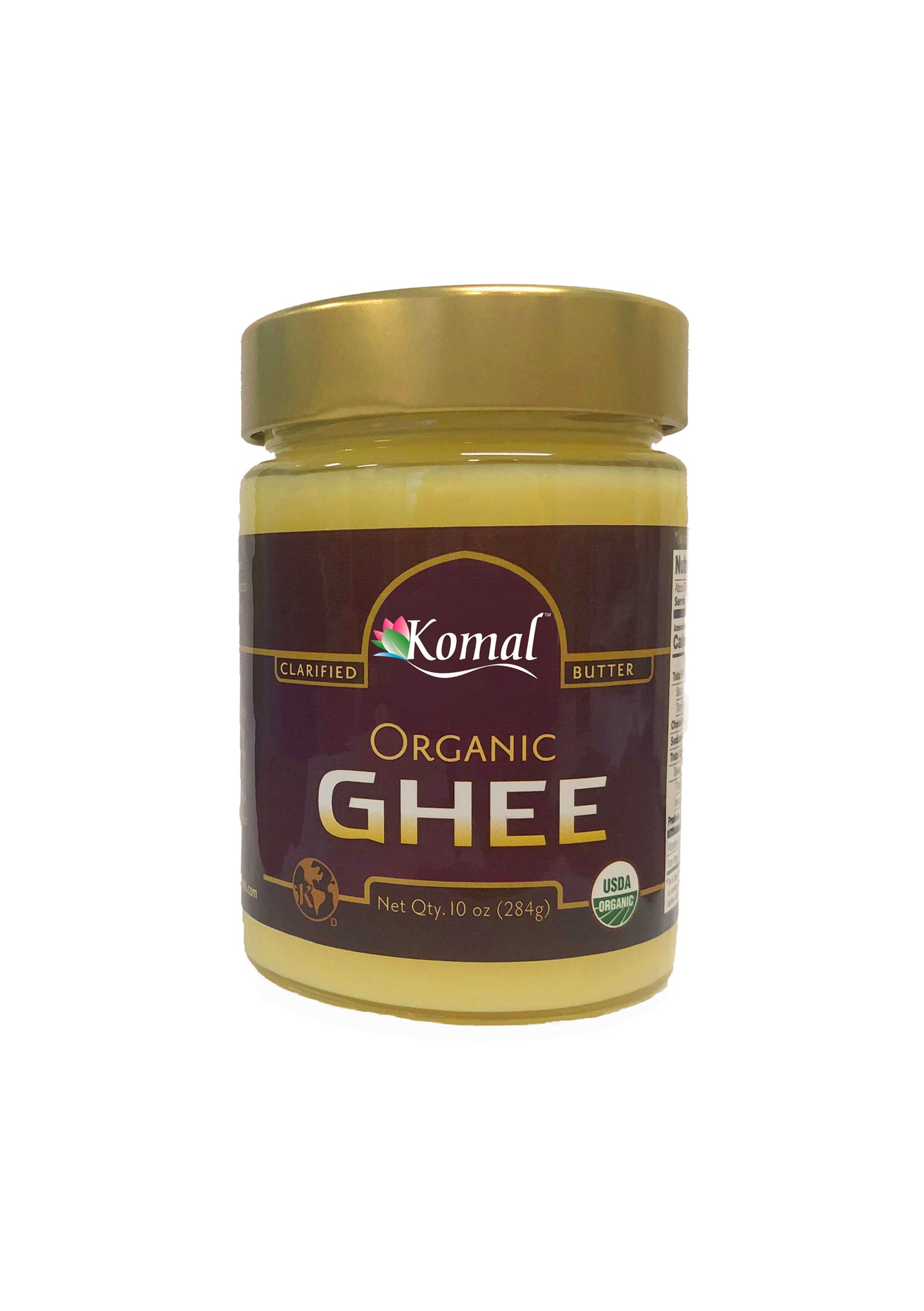 Organic Ghee Glass jar with golden lid 10 oz