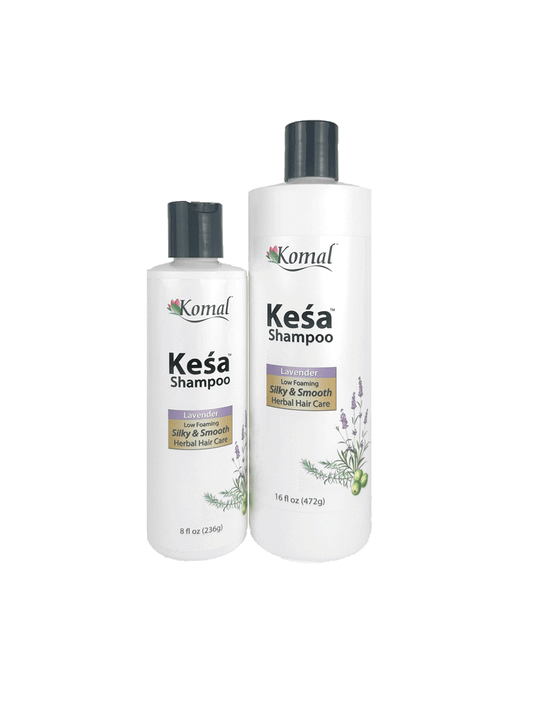 Kesa all natural shampoo will leave your hair feeling fresh and smelling like lavender.