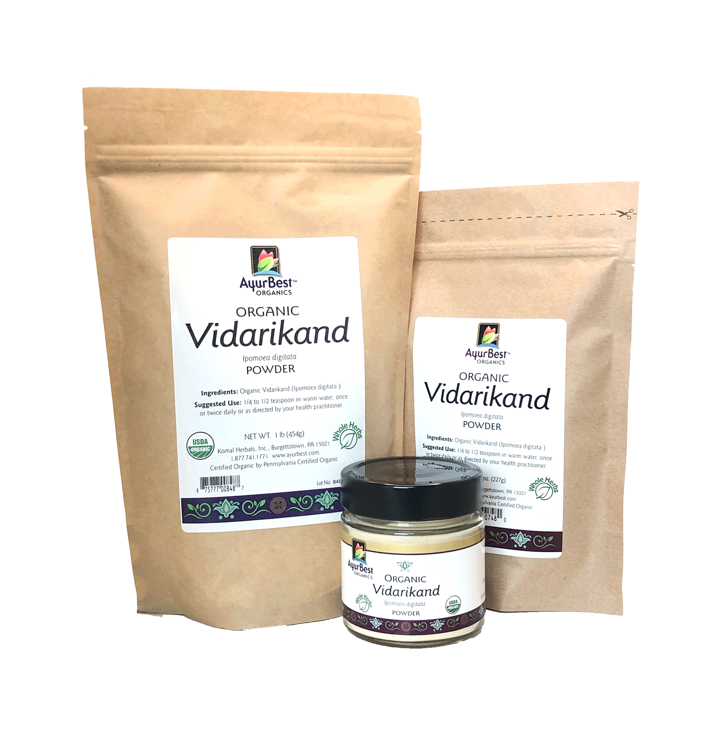 Wholesale Spices & Herbs - Organic Vidarikand Powder 4.5oz (130g) Jar