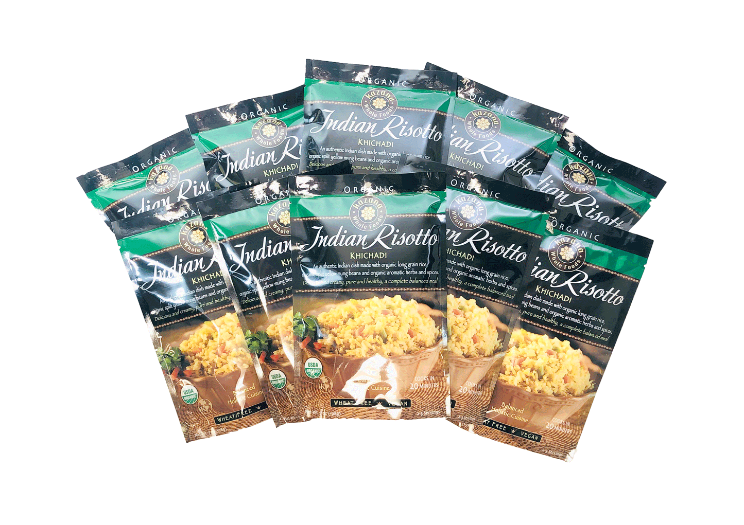Organic Indian Risotto Khichadi, an authentic indian dish made with organic long grain rice and mung dahl for a nutritious and complete meal.