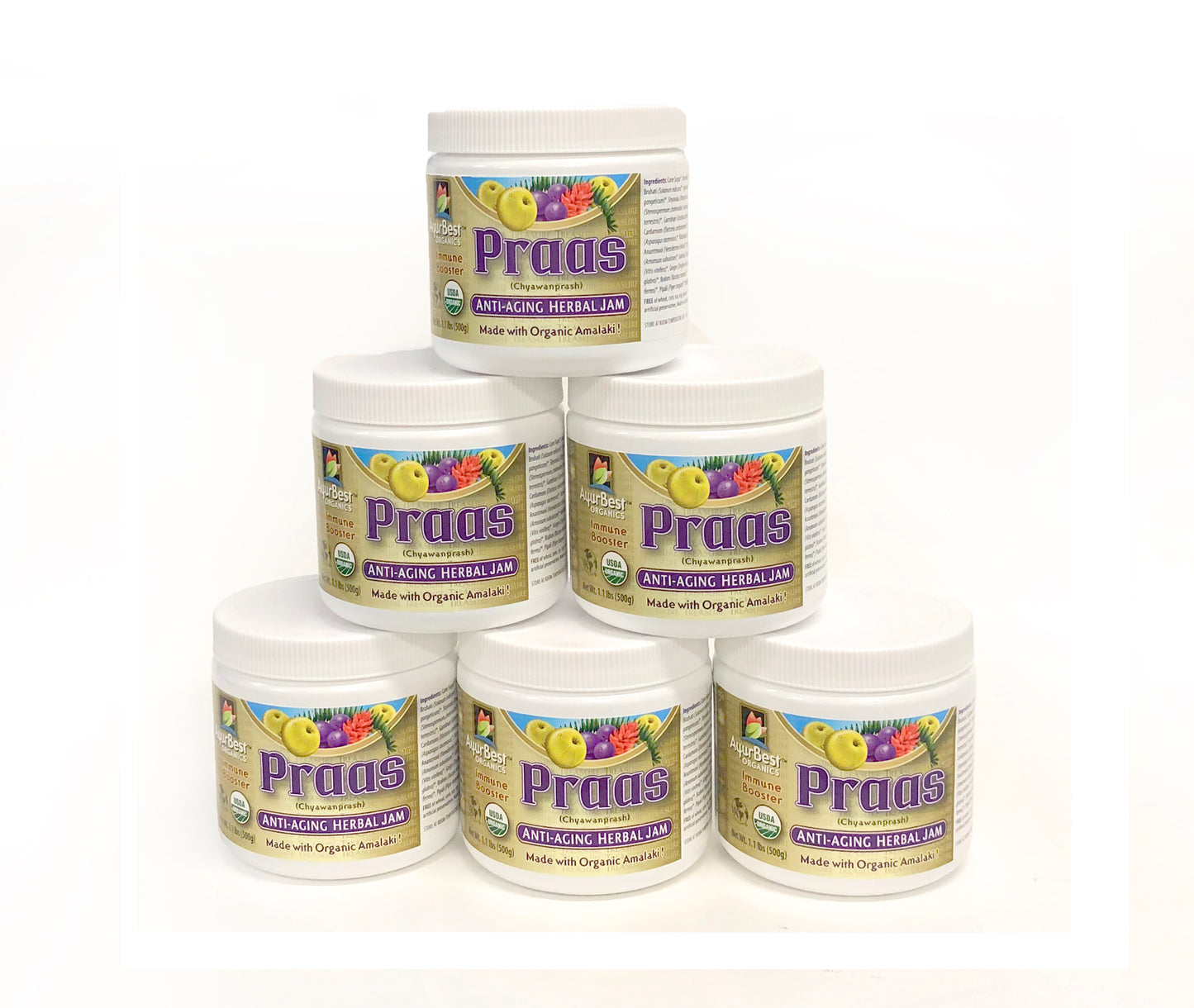 PRAAS - Organic Chyawanprash, 100% USDA Certified Organic Herbal Jam - 1.1lb (500g) Jar - The First Made in the USA