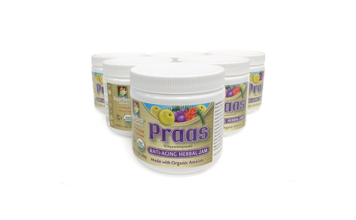 PRAAS - Organic Chyawanprash, 100% USDA Certified Organic Herbal Jam - 1.1lb (500g) Jar - The First Made in the USA