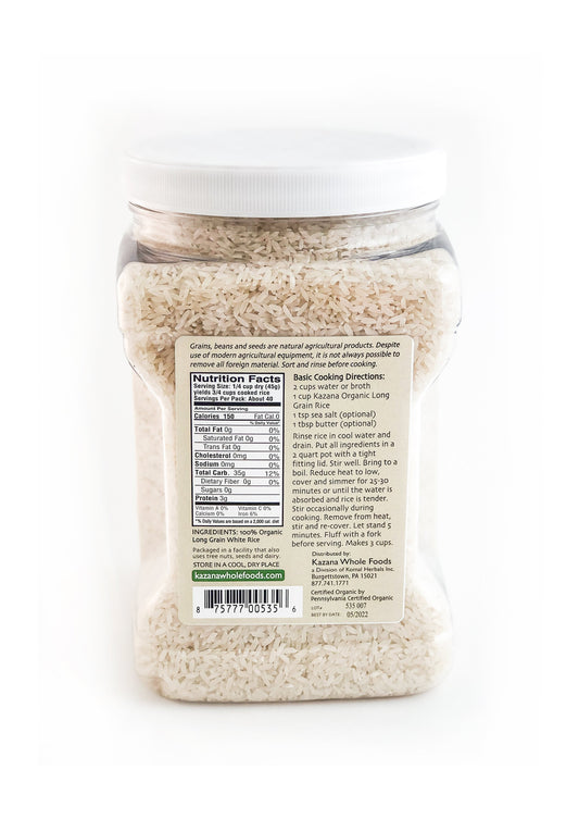 Wholesale - Rice Long Grain White, Organic, Bulk 4lb (1818g)
