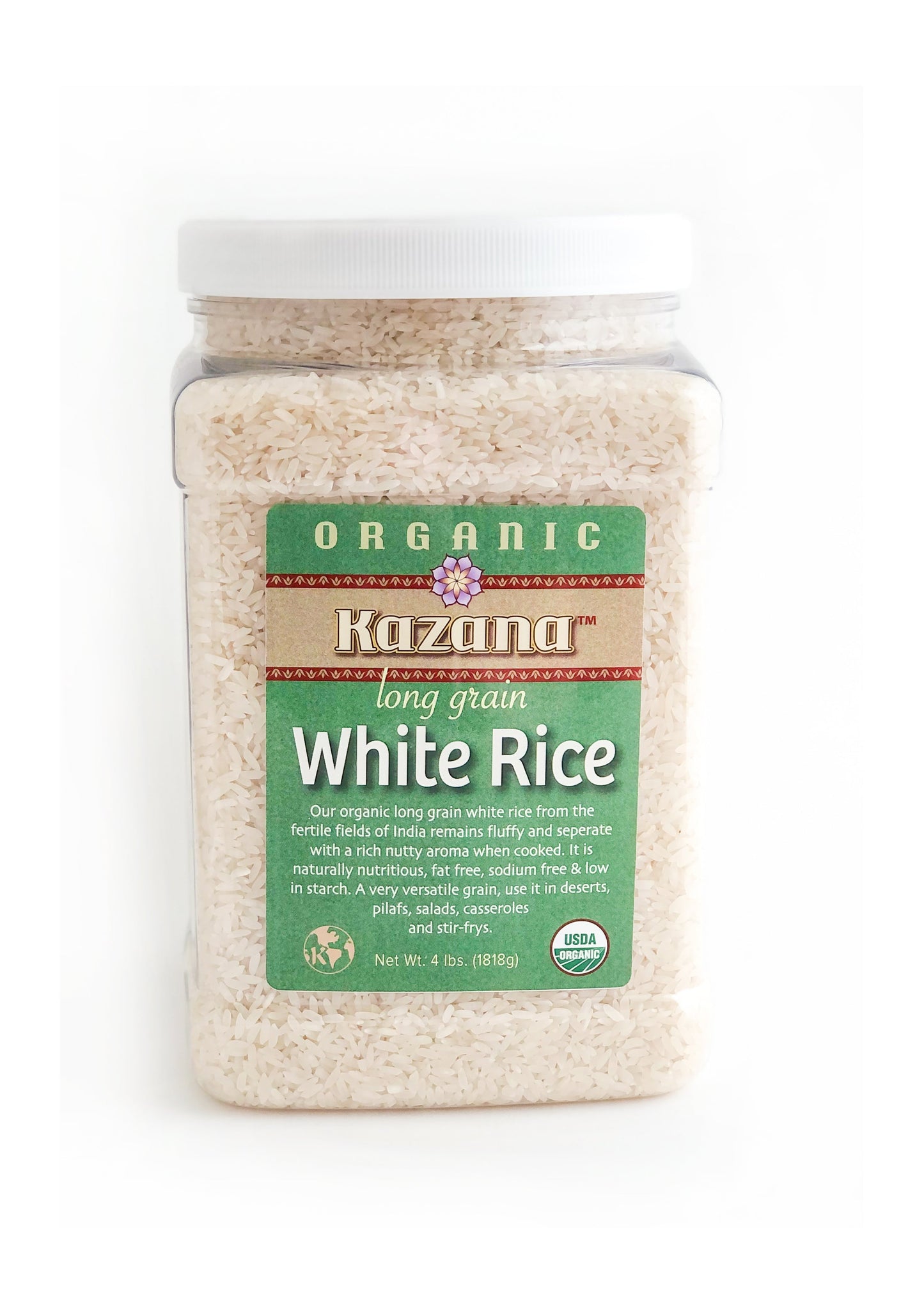 Wholesale - Rice Long Grain White, Organic, Bulk 4lb (1818g)