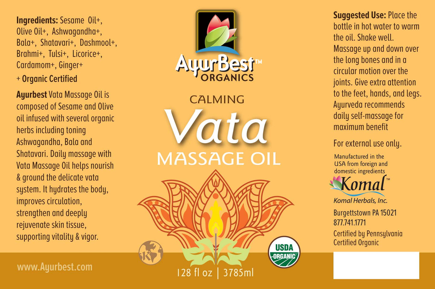 Wholesale Oils - Vata Massage Oil, Organic