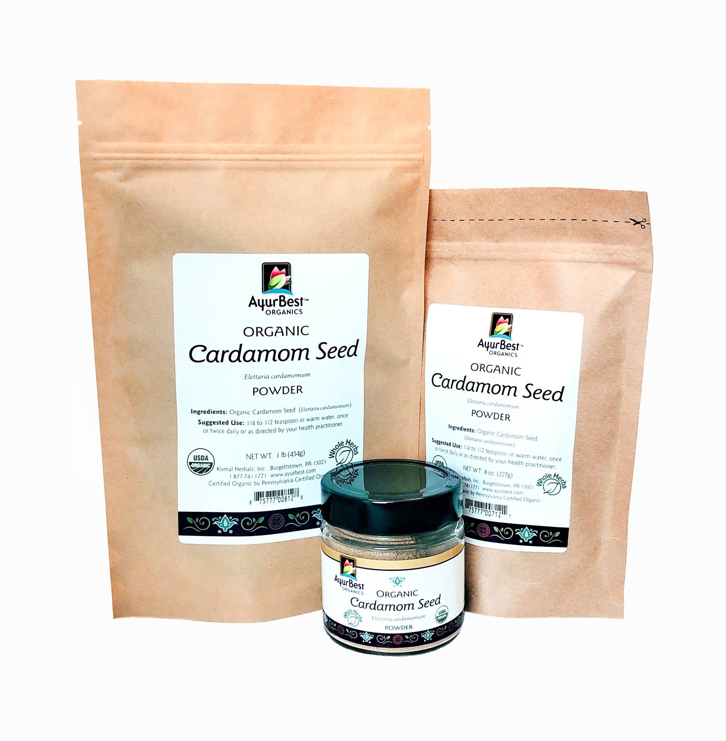 Wholesale Spices & Herbs - Cardamom Seed Powder, Organic 8oz (227g) Bag