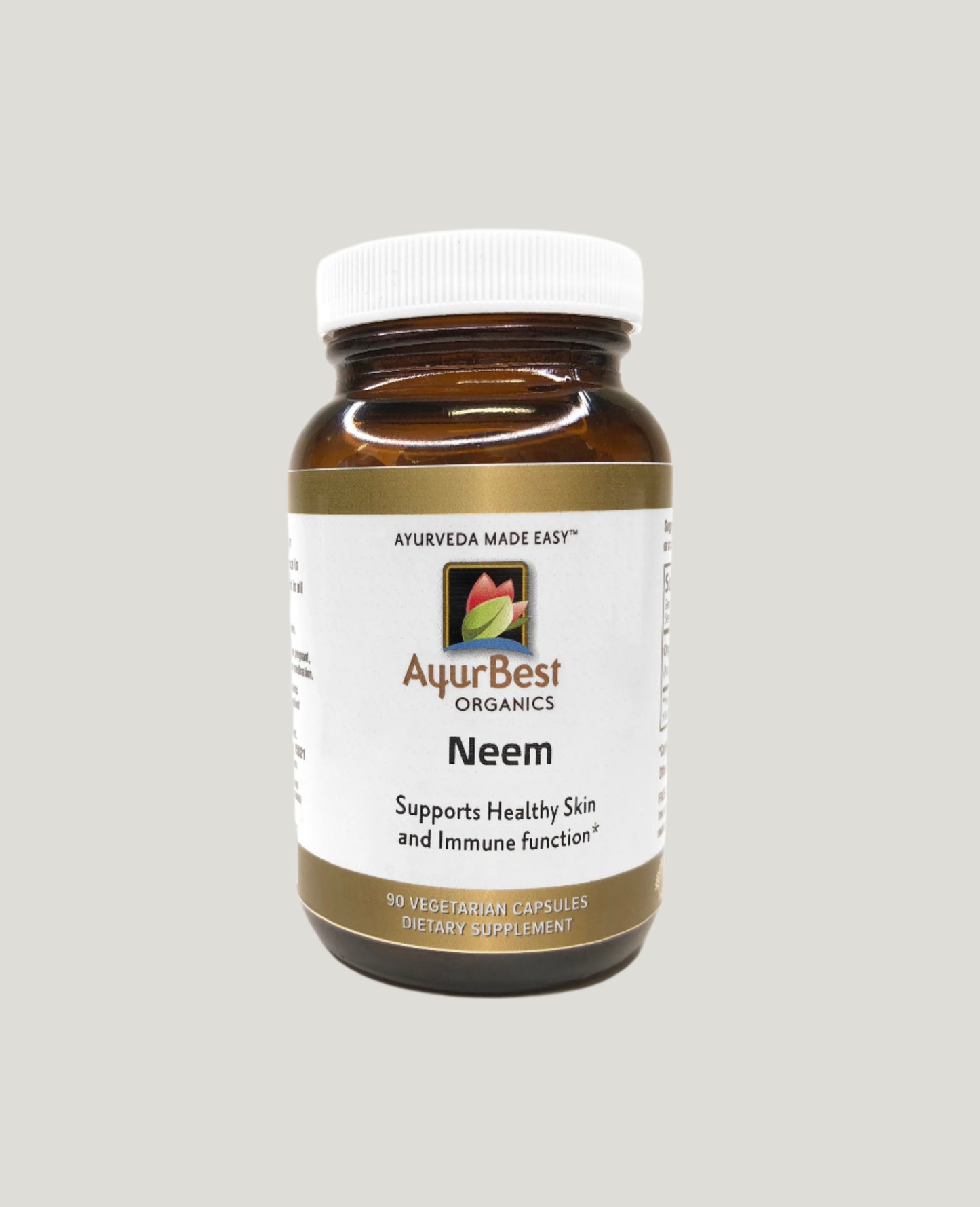 Neem capsules supports healthy skin and immune function 90 capsules bottle Ayurbest organics