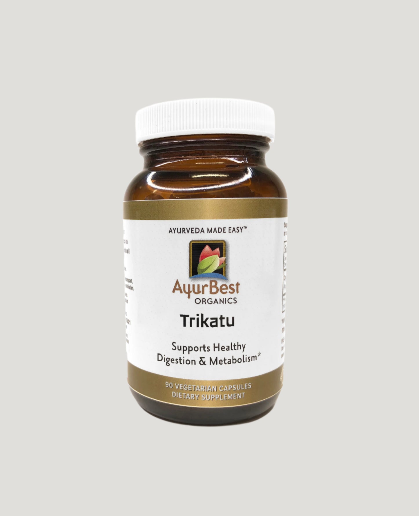 Ayurbest Organics Trikatu 90capsules bottle supports healthy Digestion and Metabolism
