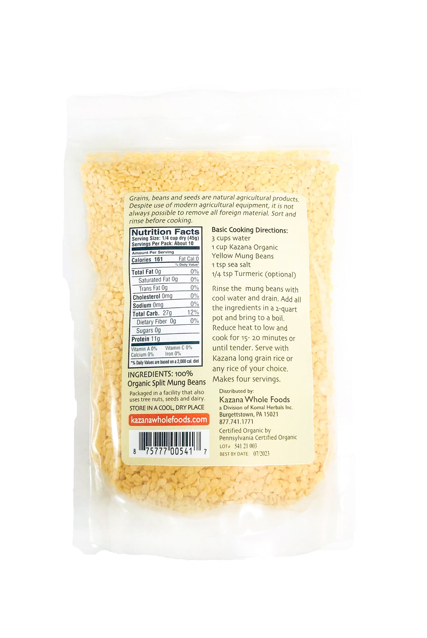 Wholesale - Mung Beans, Yellow, Organic 16oz (453g)