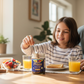 Man and young girl enjoying a breakfast together with Praas product on a table.
