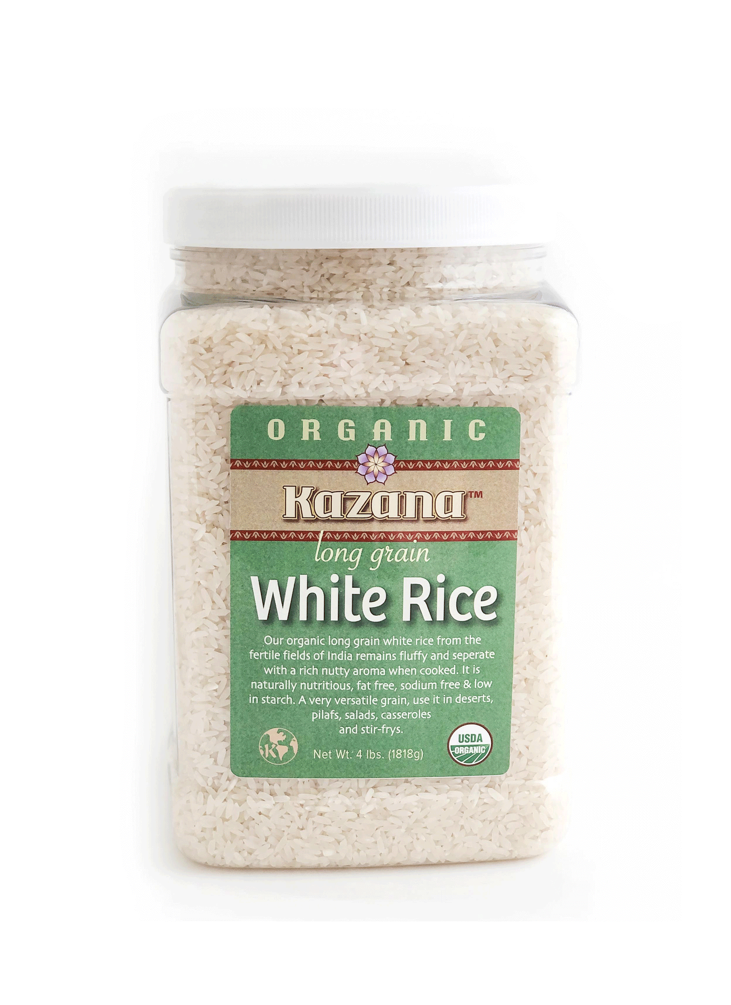 Organic White Rice 4lb Bulk Jar