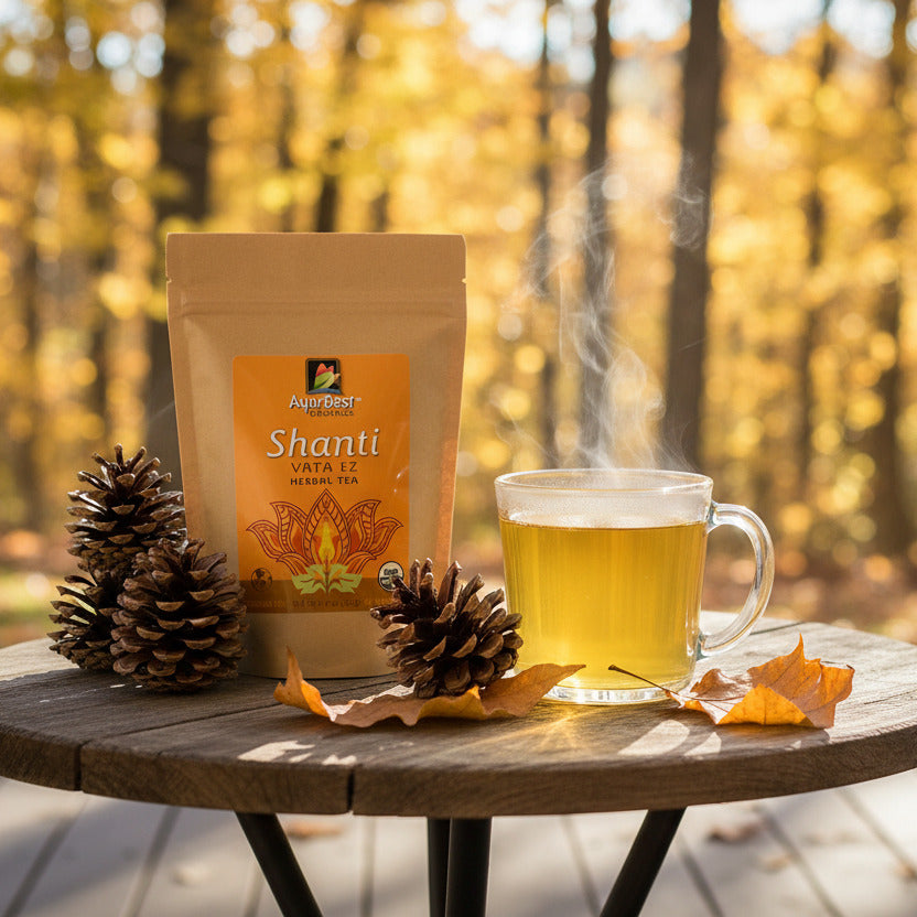 Balance you system with Shanti Vata EZ tea in fall and winter.