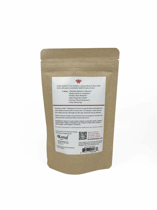 Organic Shakti/ Kapha Herbal Tea Ayurvedic blend of Cumin coriander fennel tulsi ginger black pepper cinnamon
