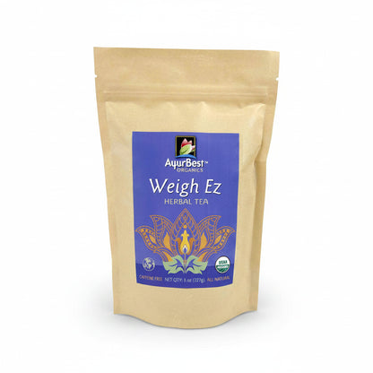 AyurBest Organics Weigh Ez Herbal Tea package on a white background