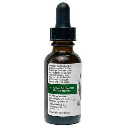Organic Beard Oil directions of use for  natural Healthy Manly beard Made in USA