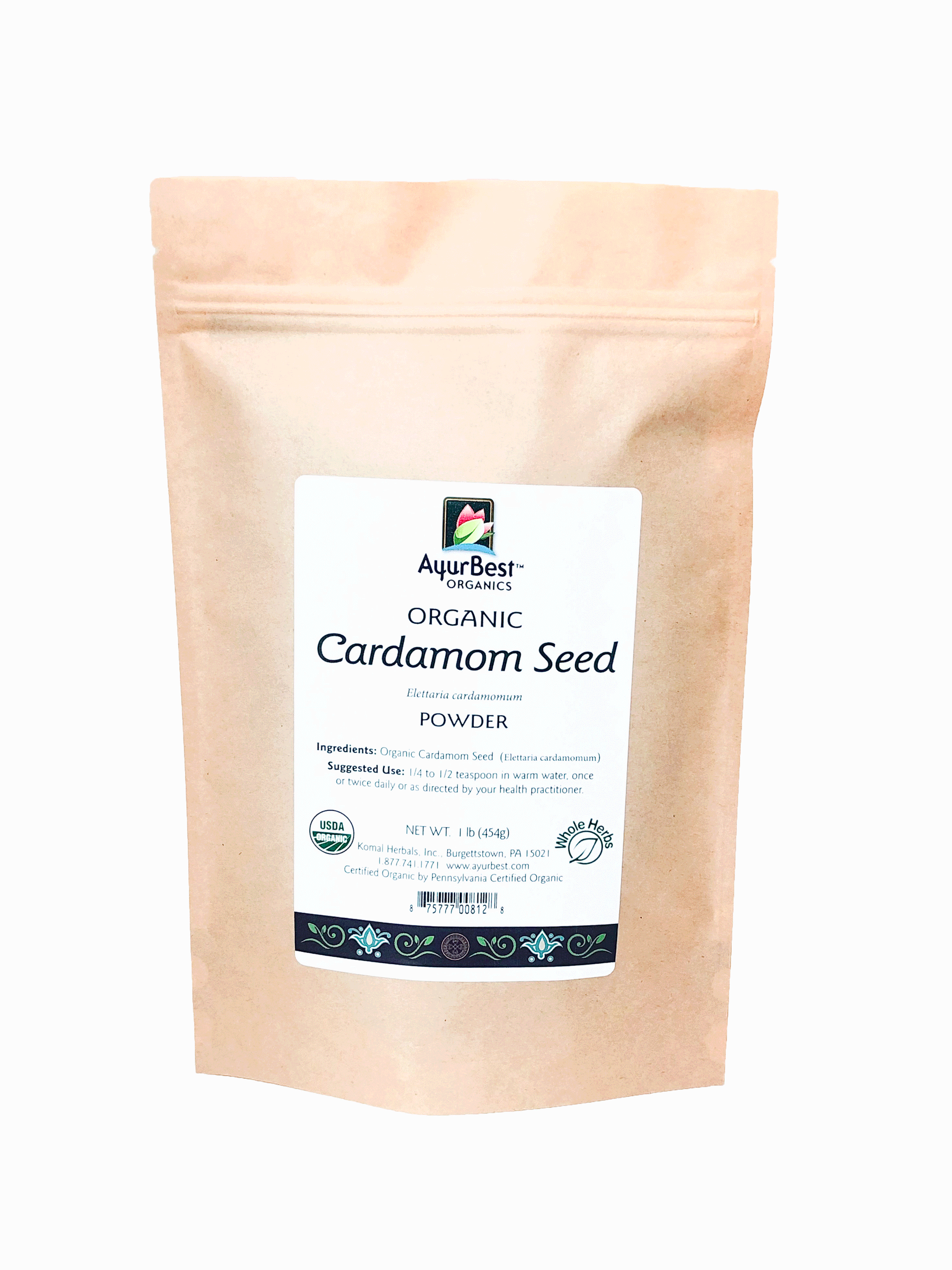 Buy Organic Cardamom Seed Powder in 1lb Bulk Bags.