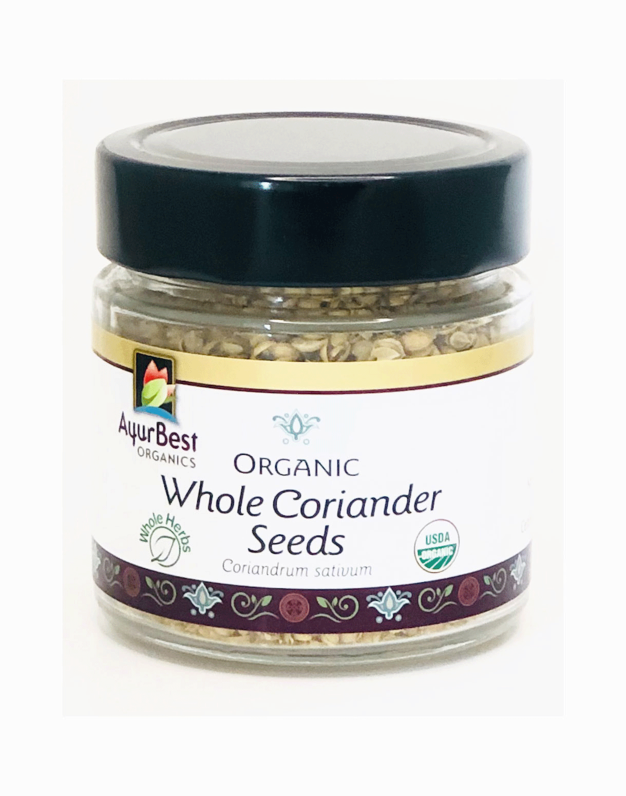 Organic Whole Coriander Seed 2.3oz Jars.