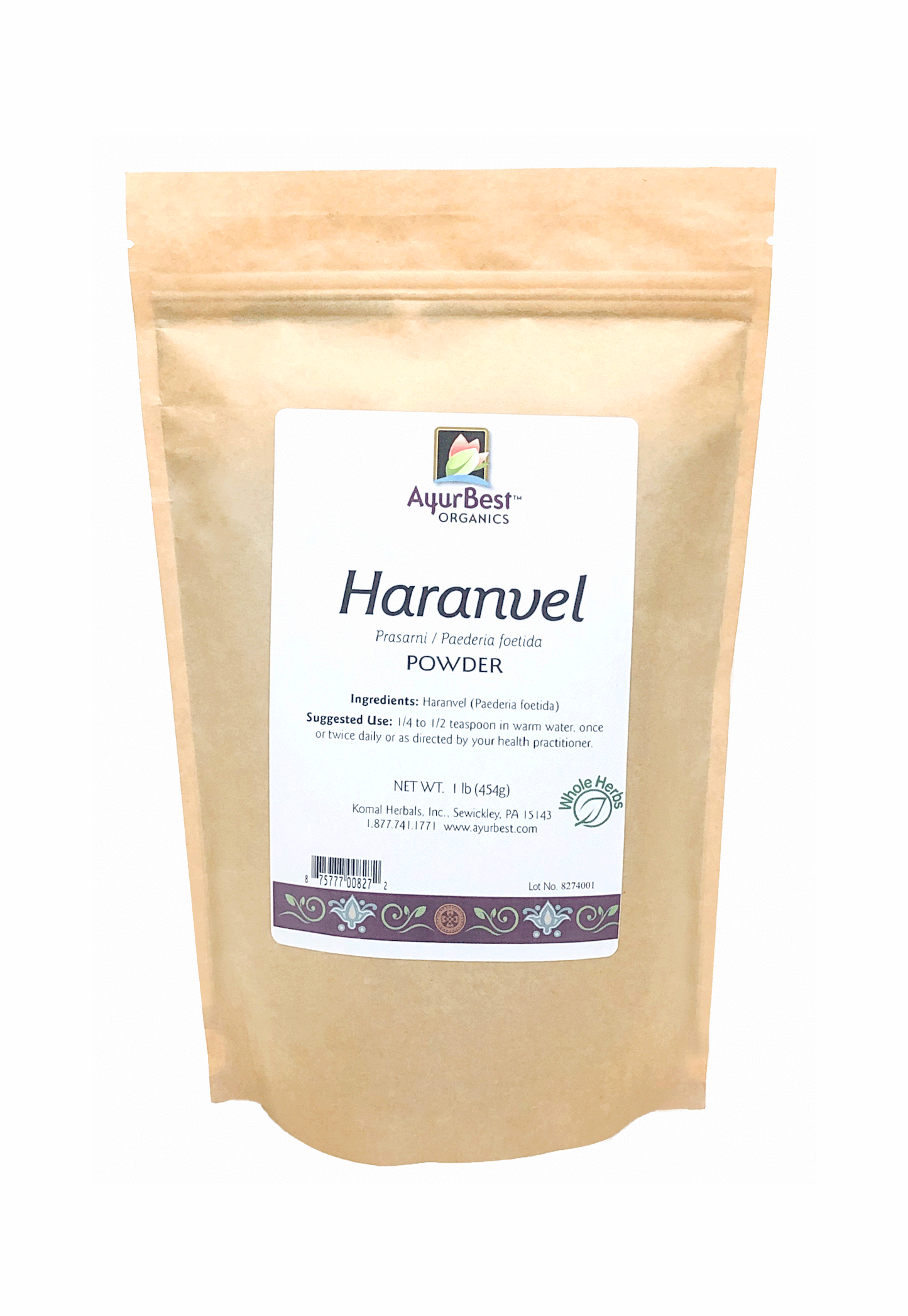 Buy Organic Haranvel Powder in bulk, 1lb size.