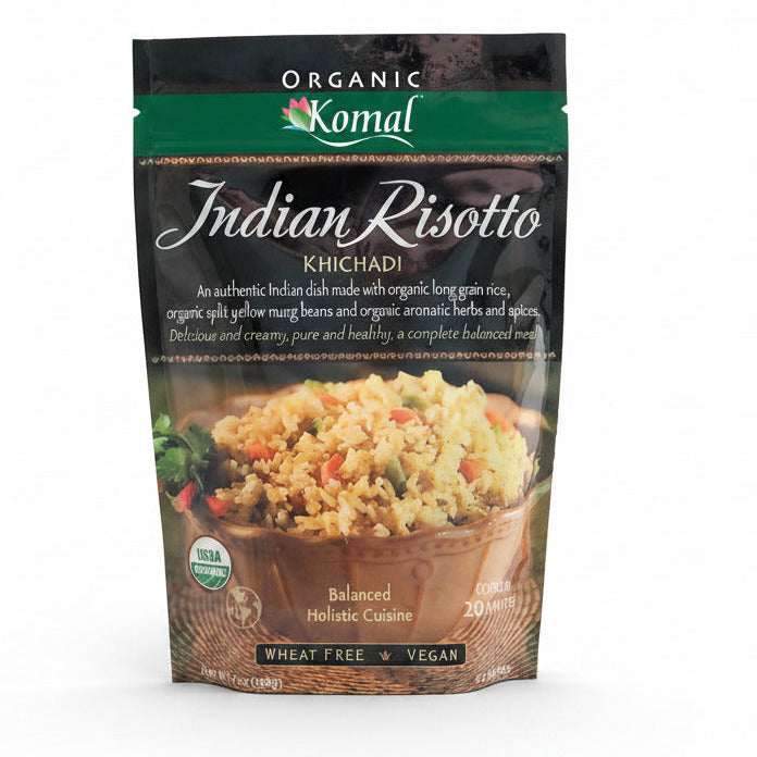 Komal Organic Indian Risotto Khichadi package on a white background