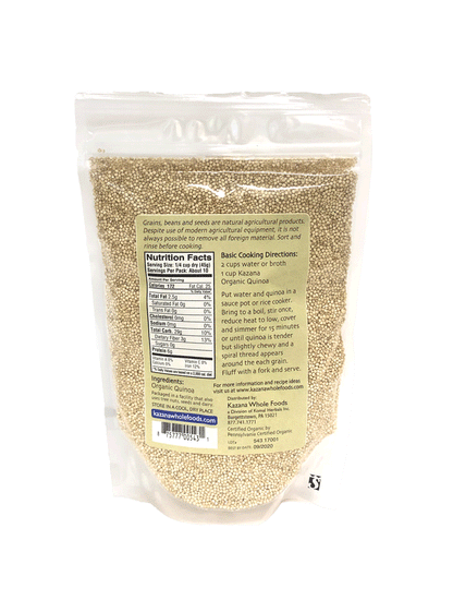 Organic Quiona 1lb Bag Nutritional Panel