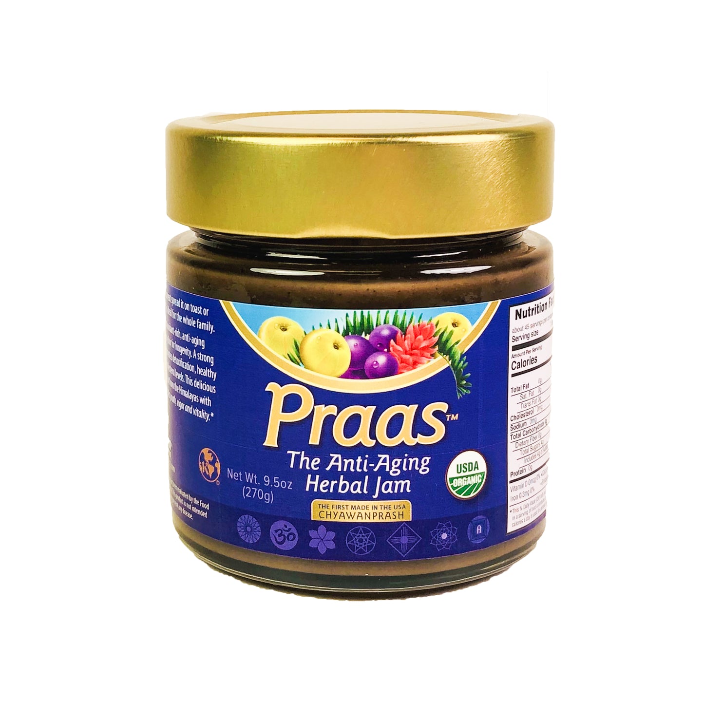 PRAAS - Organic Chyawanprash, 100% USDA Certified Organic Herbal Jam - The First Made in the USA - 9.5oz (270g) Jar