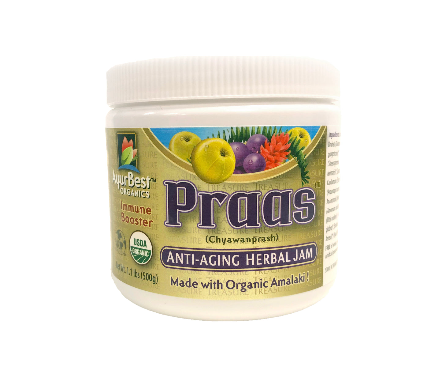 PRAAS - Organic Chyawanprash, 100% USDA Certified Organic Herbal Jam - 1.1lb (500g) Jar - The First Made in the USA