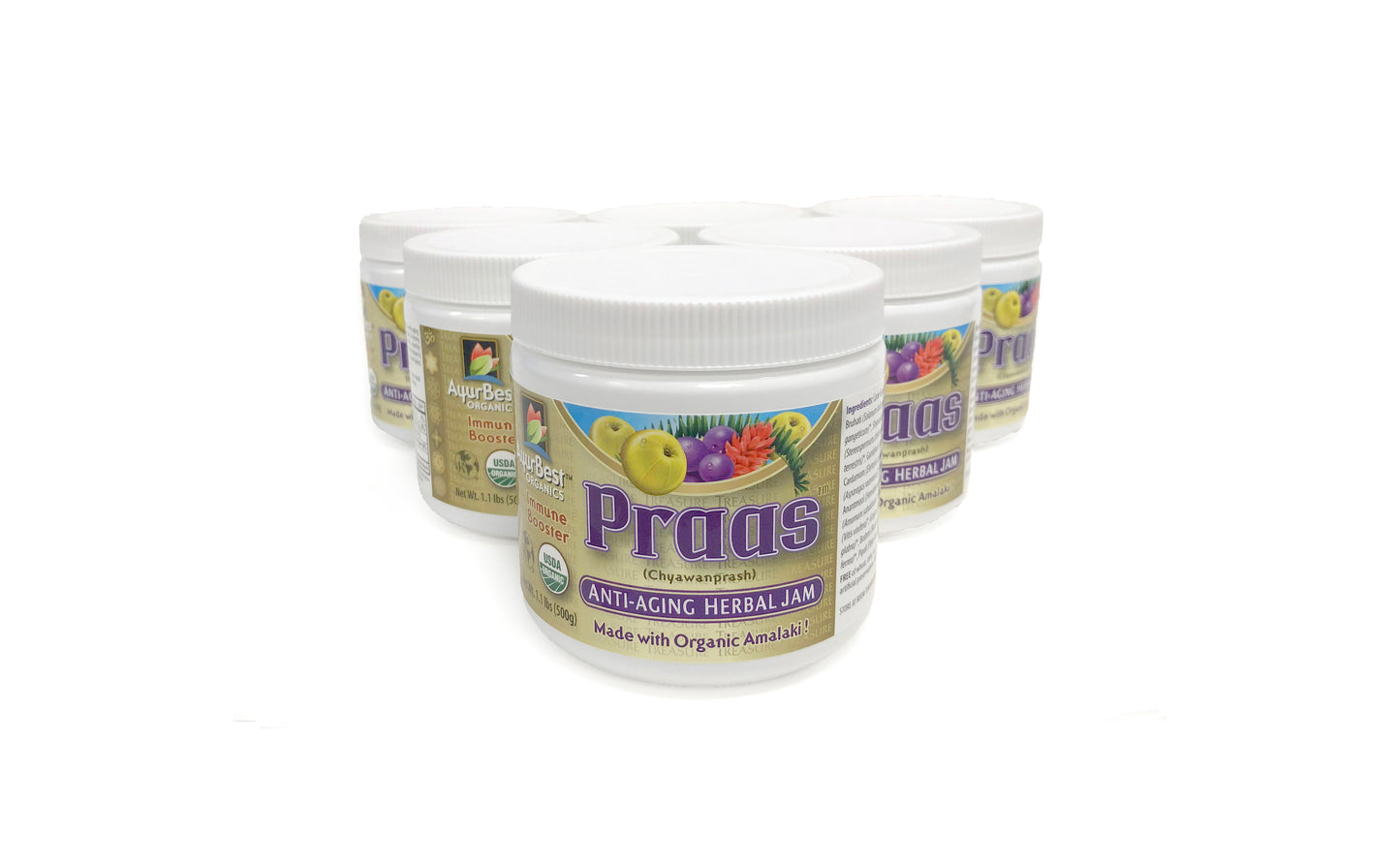 PRAAS Organic Chyawanprash, Herbal Jam - 1.1lb (500g) Jar