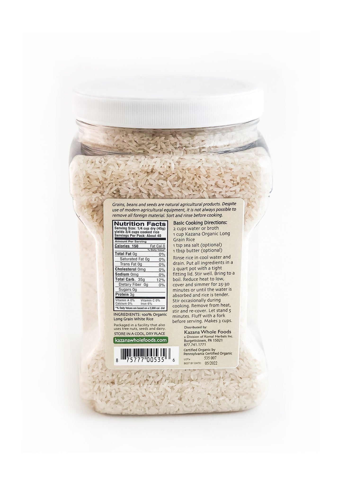 Wholesale Long Grain White Rice, Organic Bulk 4lb (1818g) - Wholesale