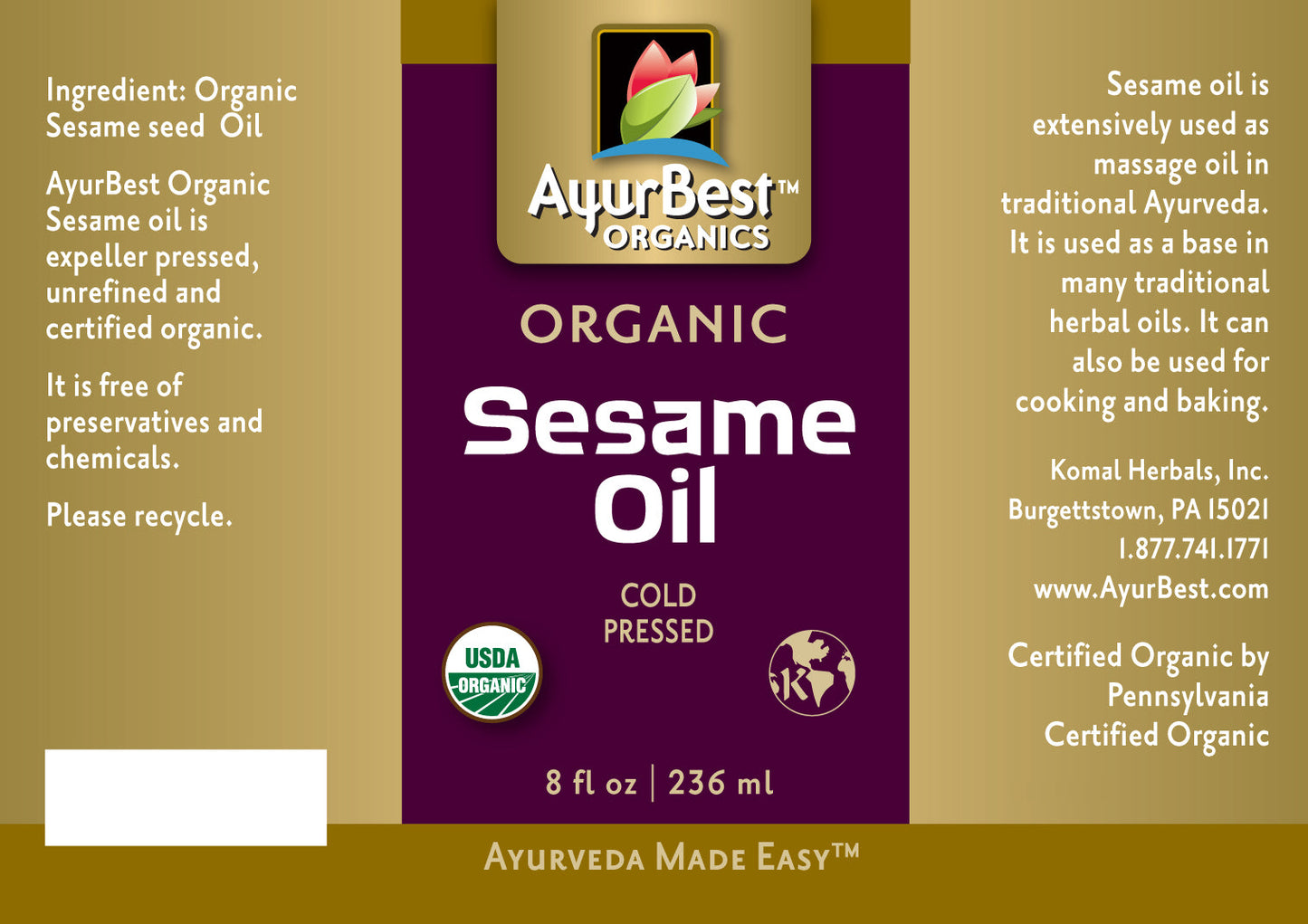 Wholesale Oils - Sesame Oil, Organic