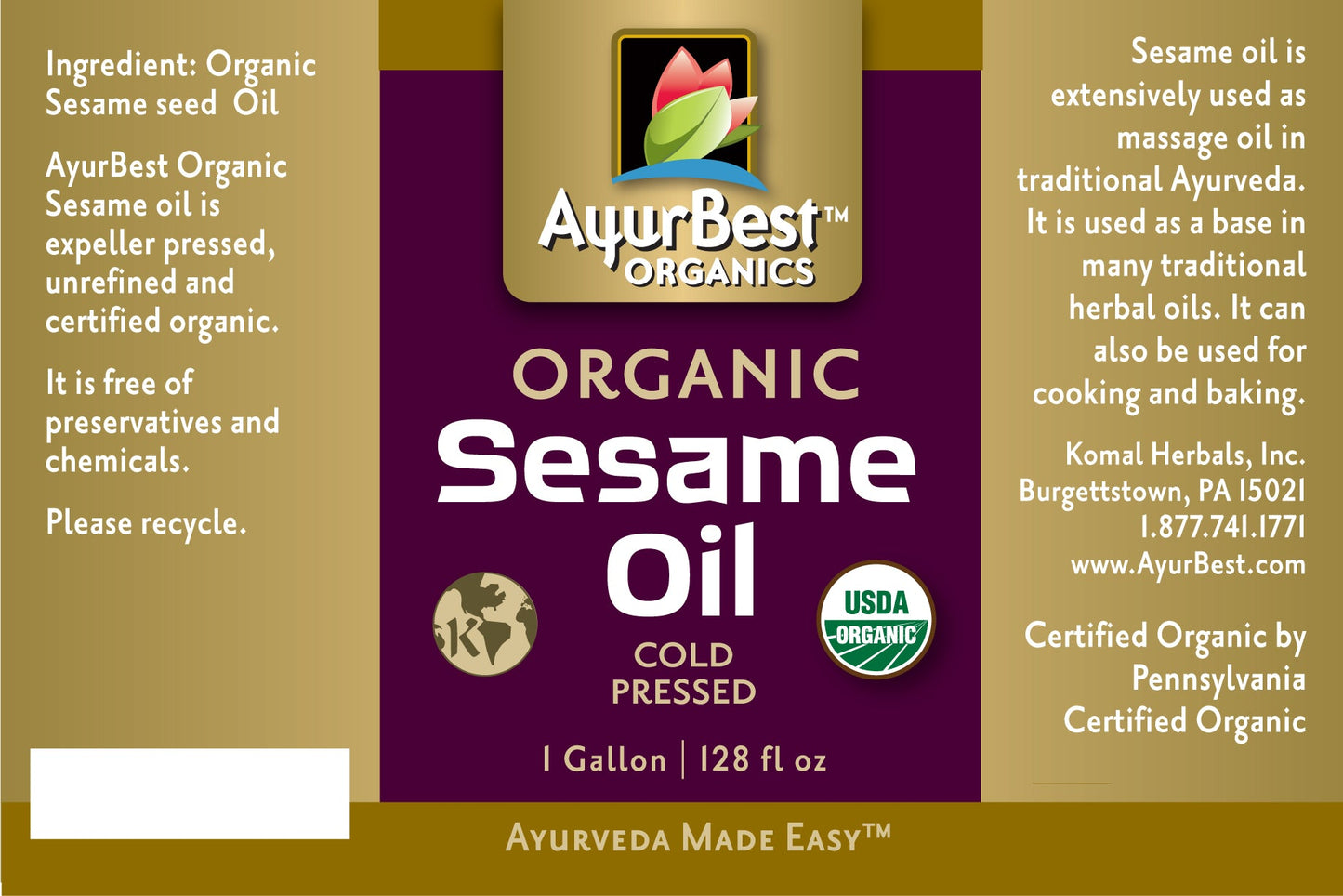 Wholesale Oils - Sesame Oil, Organic