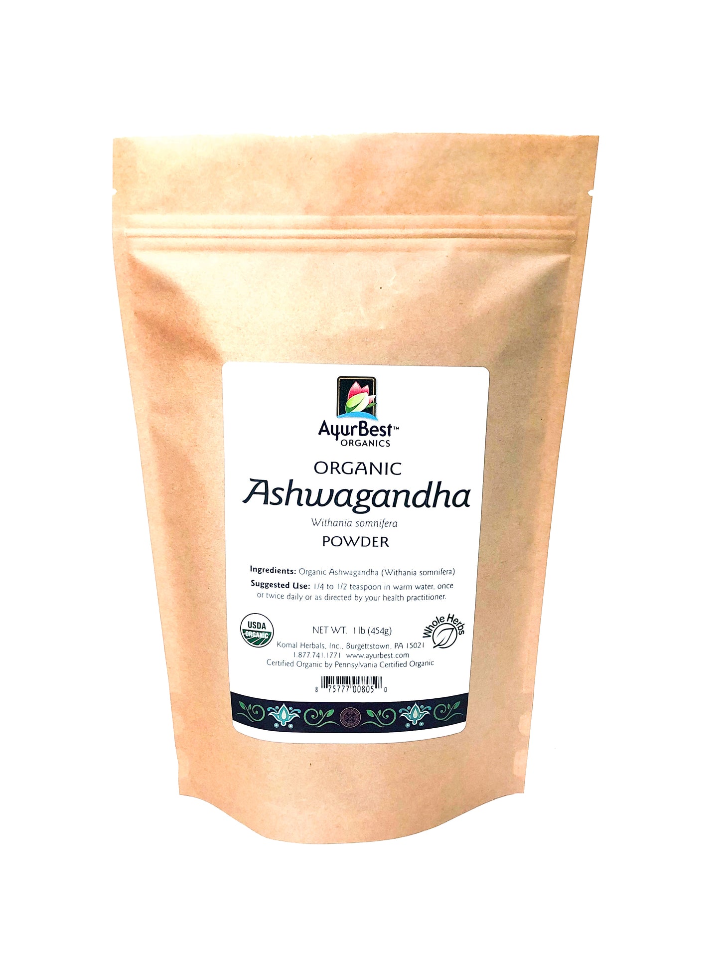 Wholesale Spices & Herbs - Ashwagandha Powder, Organic 1lb (454g) Bag