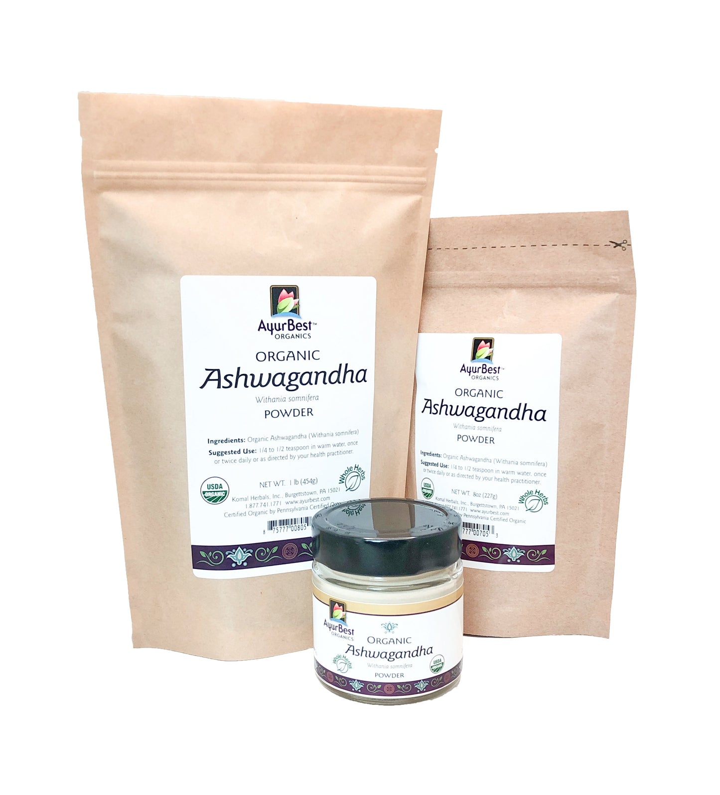 Wholesale Spices & Herbs - Ashwagandha Powder, Organic 8oz (227g) Bag