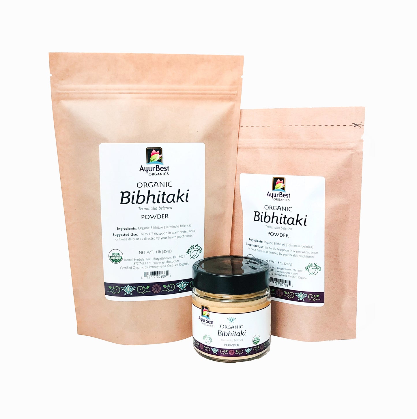 Wholesale Spices & Herbs - Bibhitaki Powder, Organic 4.4oz (124g) Jar