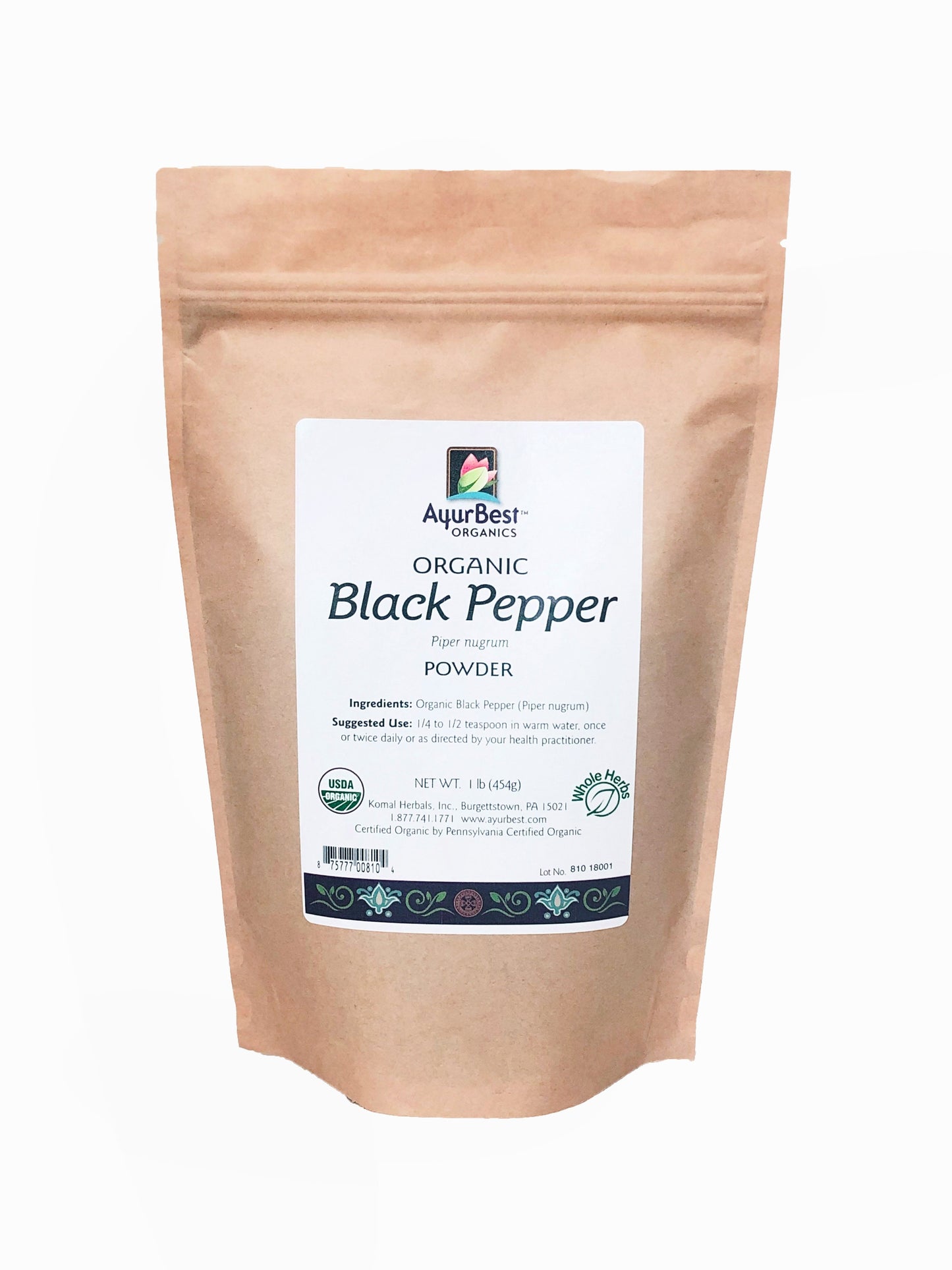 Wholesale Spices & Herbs - Black Pepper Powder, Organic 1lb (454g) Bag