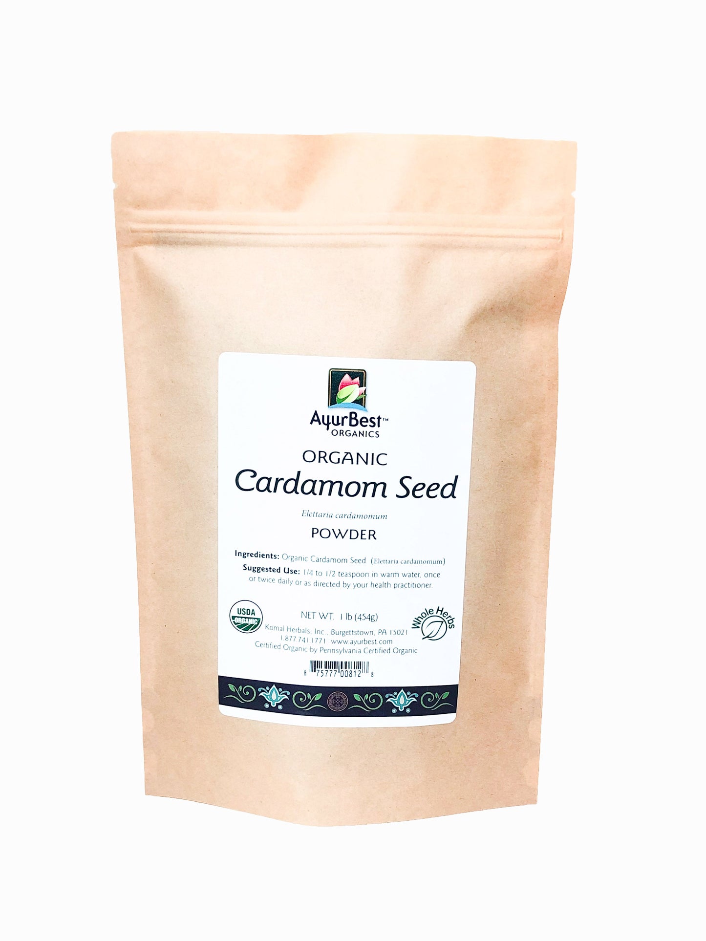 Wholesale Spices & Herbs - Cardamom Seed Powder, Organic 1lb (454g) Bag