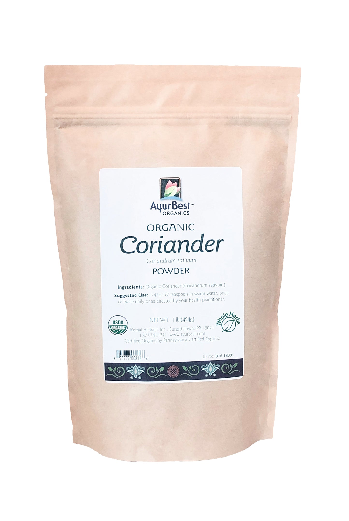 Wholesale Spices & Herbs - Coriander Seed Powder, Organic 1lb (454g) Bag