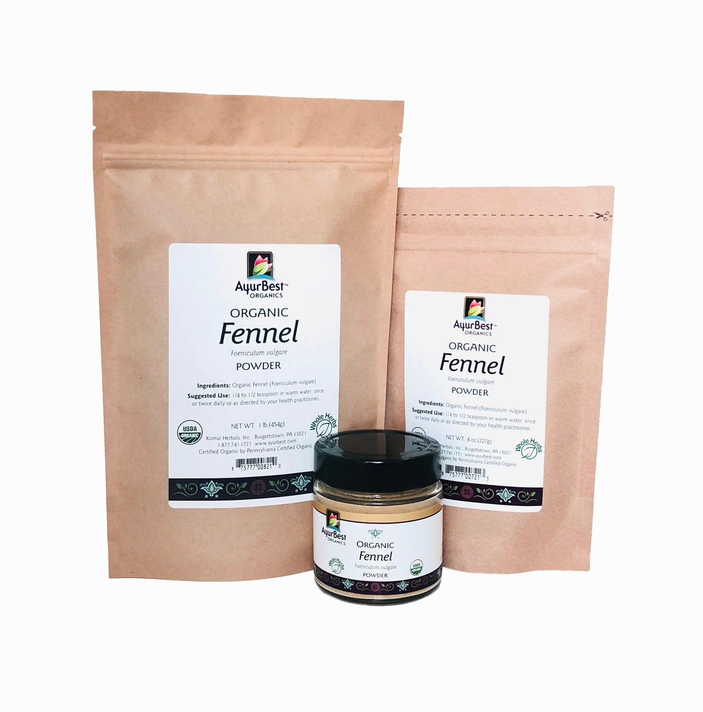 Wholesale Spices & Herbs - Fennel Seed Powder, Organic 1lb (454g) Bag