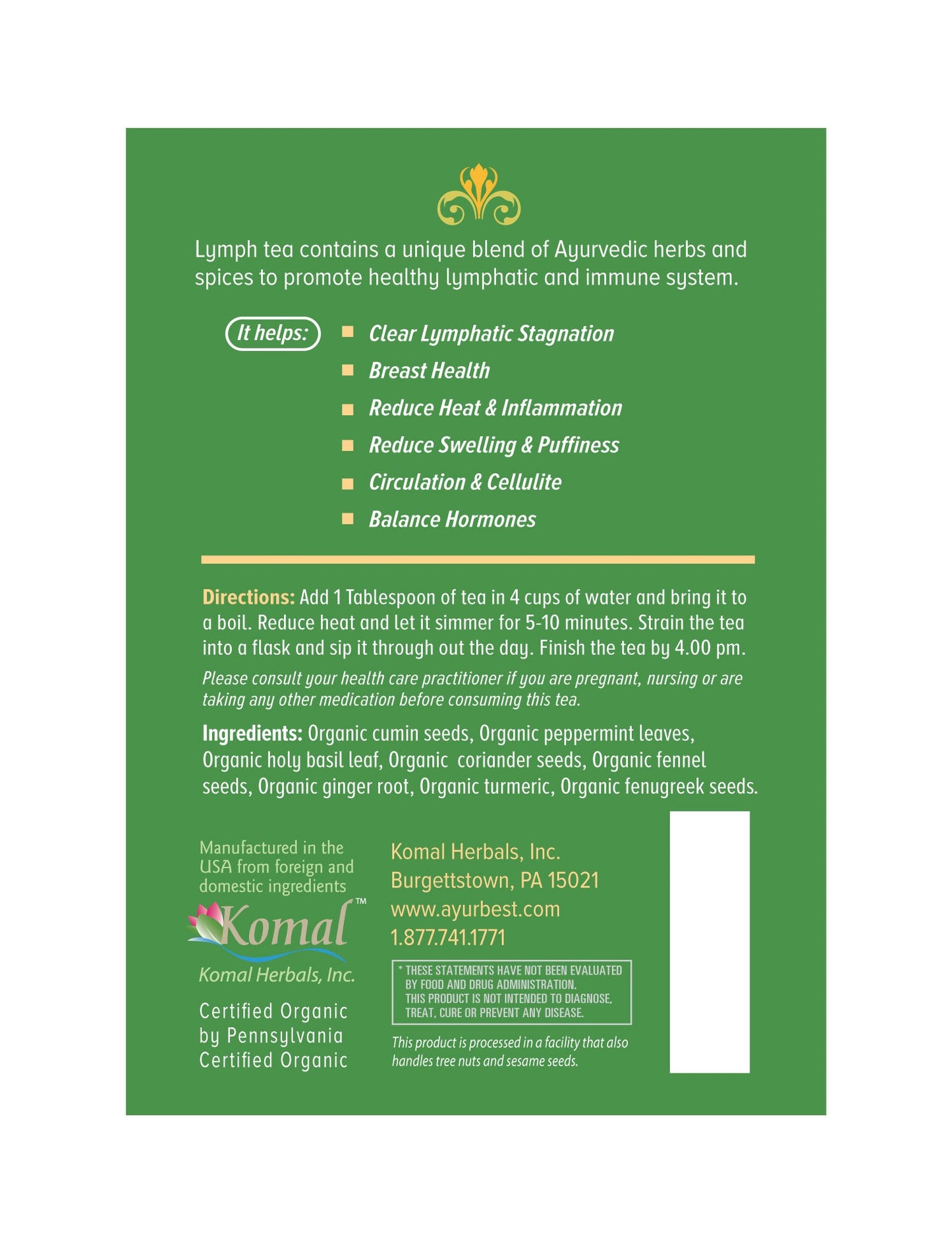 Wholesale Herbal Teas - Lymph Herbal Tea, Organic Organic 8oz (227g)