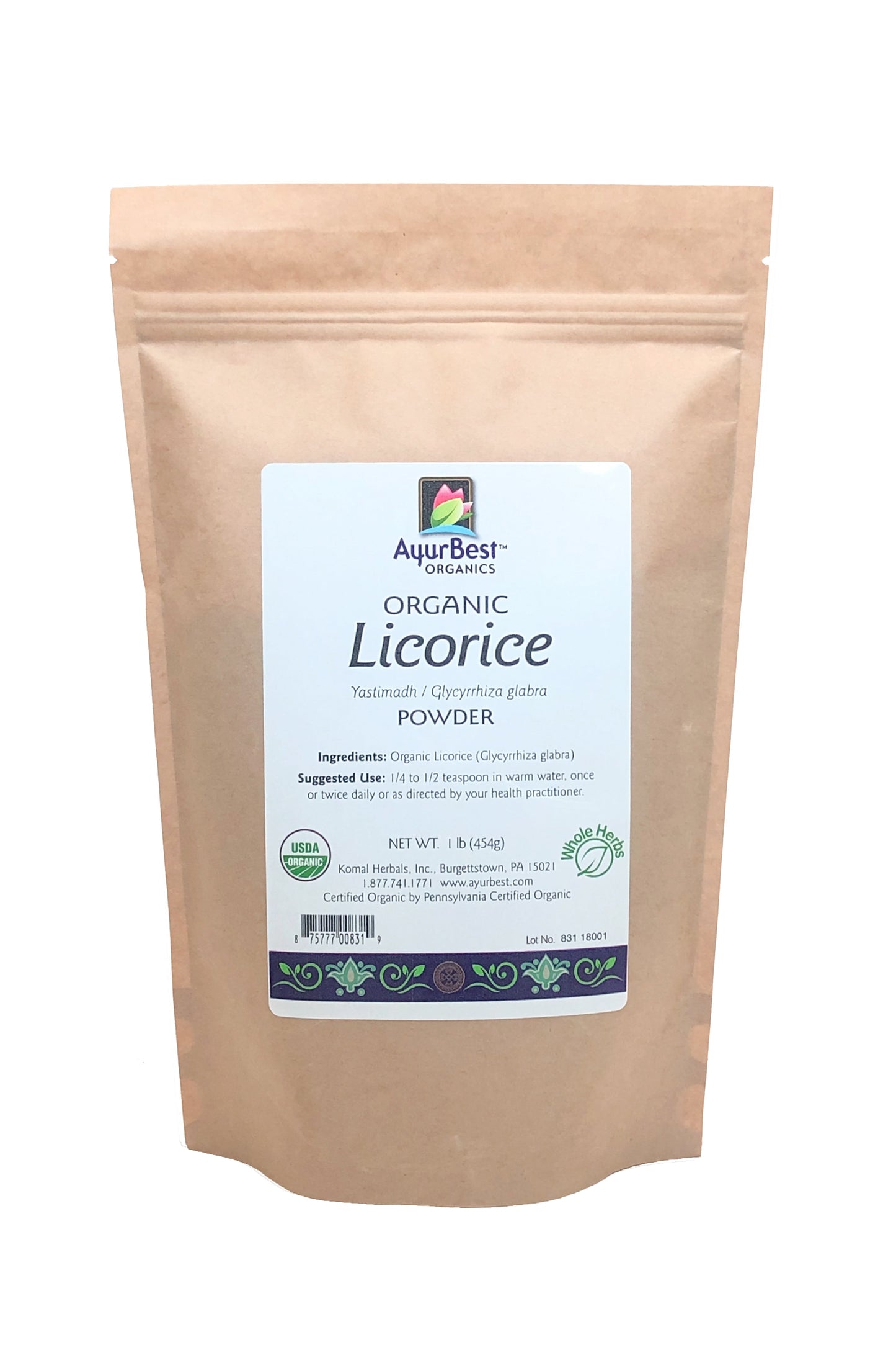 Wholesale Spices & Herbs - Licorice Powder, Organic 1lb (454g) Bag