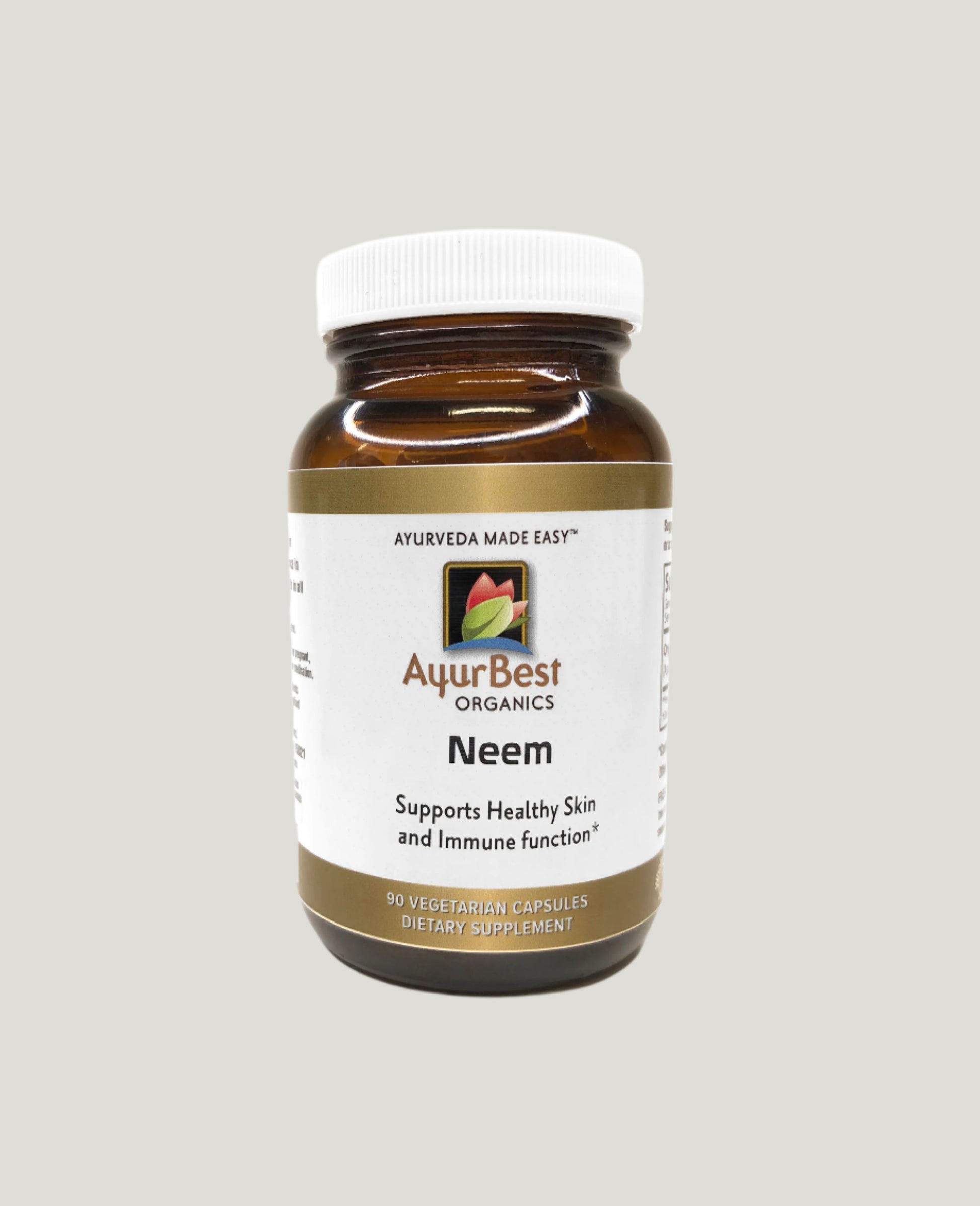 Neem capsules supports healthy skin and immune function 90 capsules bottle Ayurbest organics